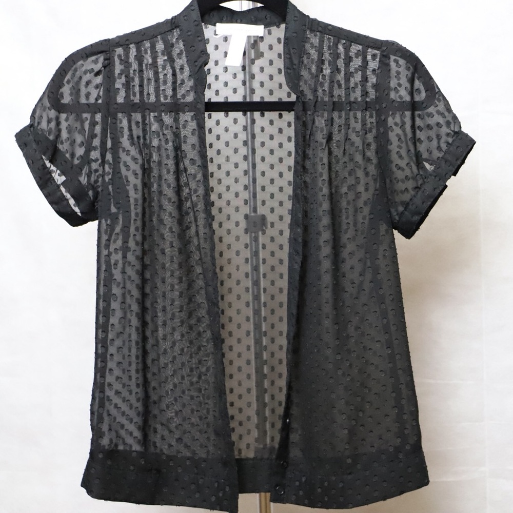 Black sheer button down dress shirt